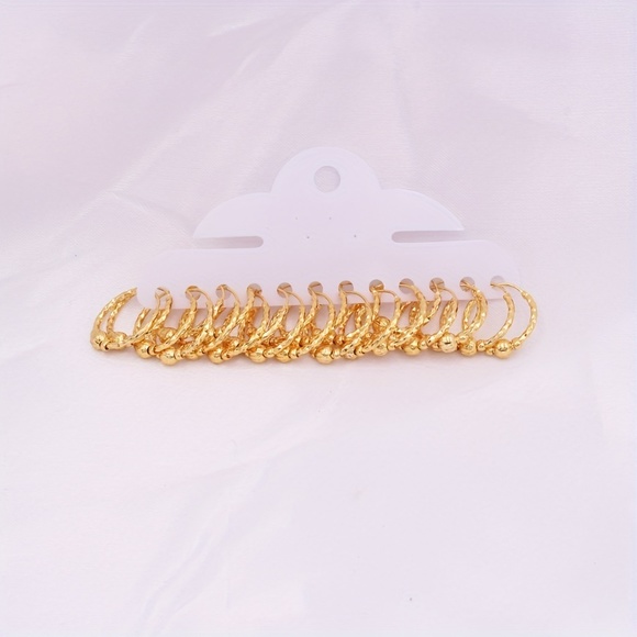 Gold Plated Vintage-Style Creative Tiny Hoop Earrings - Picture 7 of 7